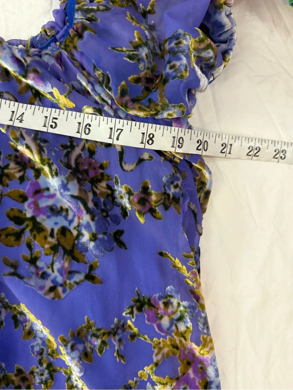 FREE PEOPLE Beautiful Blooms Mini Dress Burnout Velvet L